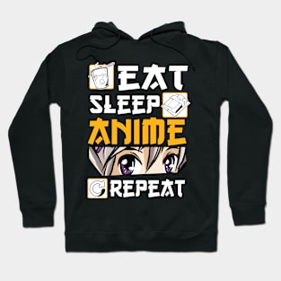 Eat Sleep Anime Repeat Merch Anime Girl Otaku Gift Anime Hoodie